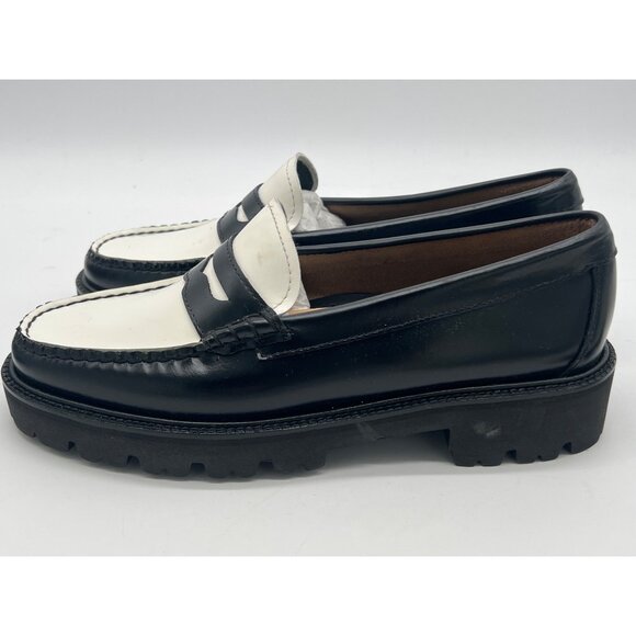 G.H. Bass Weejuns Womens Black & White Leather Lug Sole Penny Loafers Size 9 - Picture 4 of 11